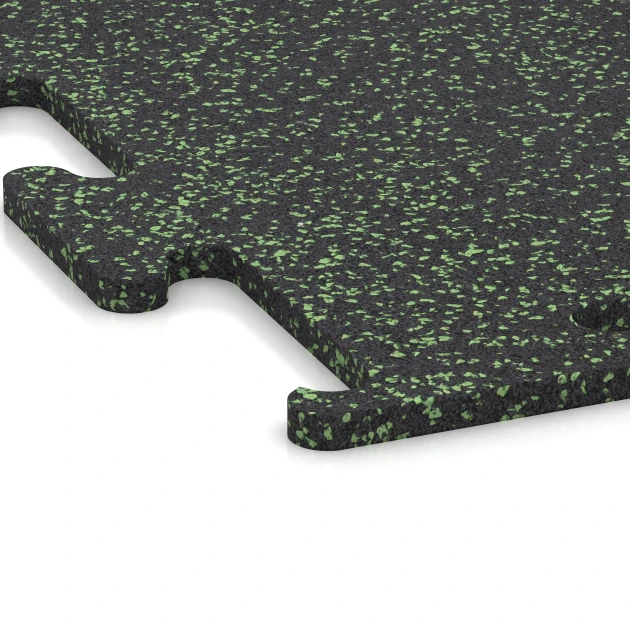 Detailaufnahme der Randausprägung von WARCO-Produkt 3759, Fitness Performance Elite Pavimento Deportivo, Format 100 x 100 x 1,5 cm | 1,00 m², Farbe Verde ligeramente moteado.