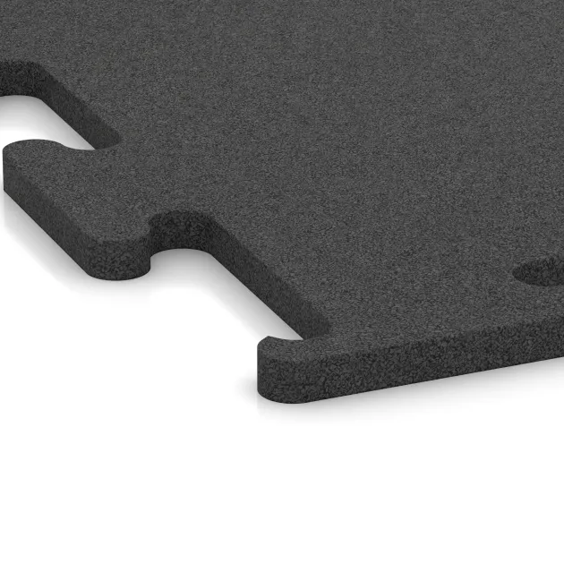 Detailaufnahme der Randausprägung von WARCO-Produkt 3748, Pavimento Fitness Performance Elite, Format 1000 x 1000 x 20 mm, Farbe Antracita.