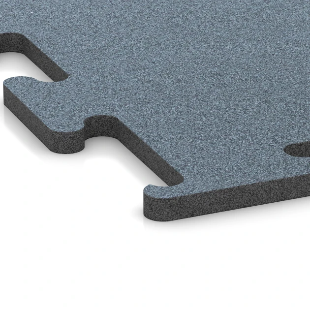 Detailaufnahme der Randausprägung von WARCO-Produkt 6162, Pavimento Fitness Performance Elite, Format 100 x 100 x 2 cm | 1,00 m², Farbe Plata envejecida.