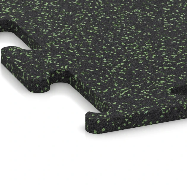 Detailaufnahme der Randausprägung von WARCO-Produkt 6979, Fitness Performance Elite Pavimento Deportivo, Format 100 x 100 x 2 cm | 1,00 m², Farbe Verde ligeramente moteado.