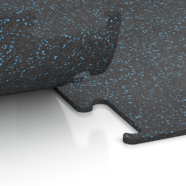 Detailaufnahme der Randausprägung von WARCO-Produkt 3766, Fitness Performance Elite Pavimento Deportivo, Format 50 x 50 x 1 cm | 0,25 m², Farbe Azul ligeramente moteado.