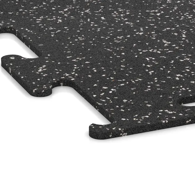 Detailaufnahme der Randausprägung von WARCO-Produkt 3779, Pavimento Fitness Performance Elite, Format , Farbe Gris ligeramente moteado.