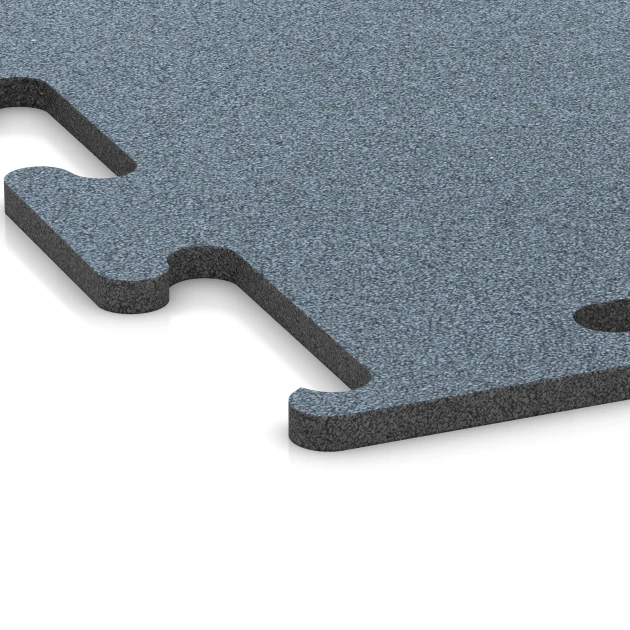 Detailaufnahme der Randausprägung von WARCO-Produkt 6166, Fitness Performance Elite Pavimento Deportivo, Format 50 x 50 x 1,5 cm | 0,25 m², Farbe Plata envejecida.