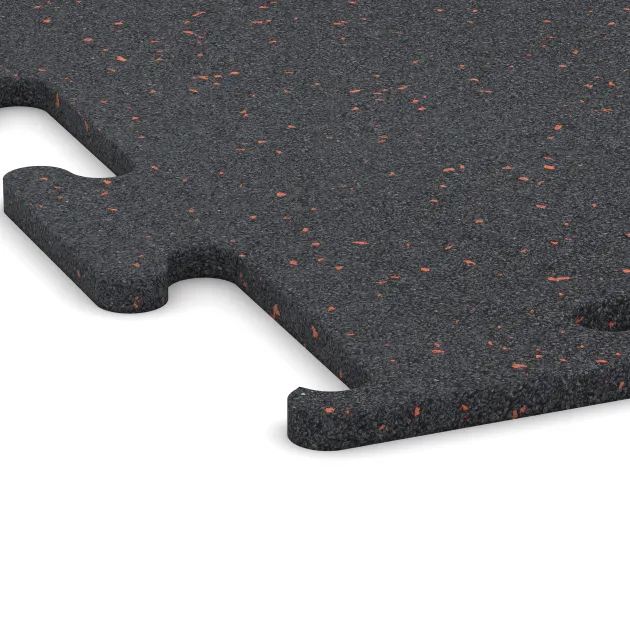 Detailaufnahme der Randausprägung von WARCO-Produkt 3769, Pavimento Fitness Performance Elite, Format , Farbe Rojo ligeramente moteado.