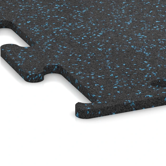Detailaufnahme der Randausprägung von WARCO-Produkt 3770, Pavimento Fitness Performance Elite, Format 50 x 50 x 1,5 cm | 0,25 m², Farbe Azul ligeramente moteado.