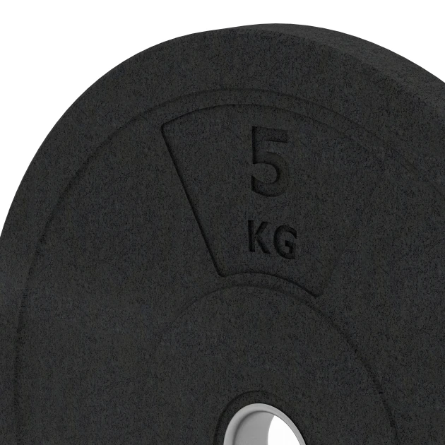 Detailaufnahme der Randausprägung von WARCO-Produkt 6084, Bumper Plate, Format 5 kg | ø 45,4 x 3,15 cm, Farbe Antracita.