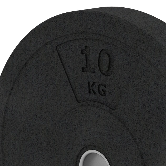 Detailaufnahme der Randausprägung von WARCO-Produkt 6085, Bumper Plate, Format 10 kg | ø 45,4 x 5,85 cm, Farbe Antracita.