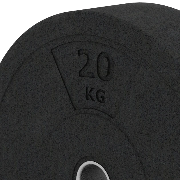 Detailaufnahme der Randausprägung von WARCO-Produkt 6087, Bumper Plate, Format 20 kg | ø 45,4 x 11,38 cm, Farbe Antracita.
