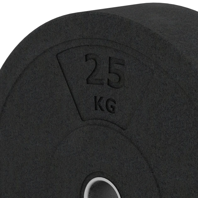 Detailaufnahme der Randausprägung von WARCO-Produkt 6090, Bumper Plate Slim, Format 25 kg | ø 45,4 x 11,38 cm, Farbe Antracita.
