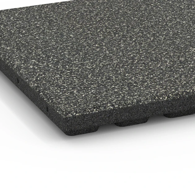 Detailaufnahme der Randausprägung von WARCO-Produkt 6422, Loseta amortiguadora – 120 cm, Format 50 x 50 x 4 cm, Farbe Granito gris oscuro.