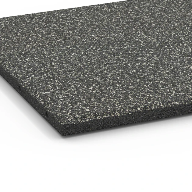 Detailaufnahme der Randausprägung von WARCO-Produkt 6413, Loseta amortiguadora – 90 cm, Format 50 x 50 x 3 cm, Farbe Granito gris oscuro.