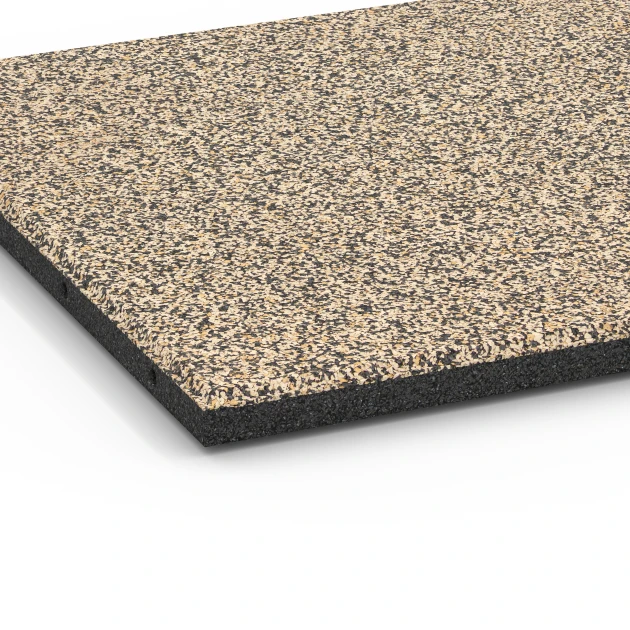 Detailaufnahme der Randausprägung von WARCO-Produkt 6419, Loseta amortiguadora – 90 cm, Format 50 x 50 x 3 cm | 0,25 m², Farbe Travertino.