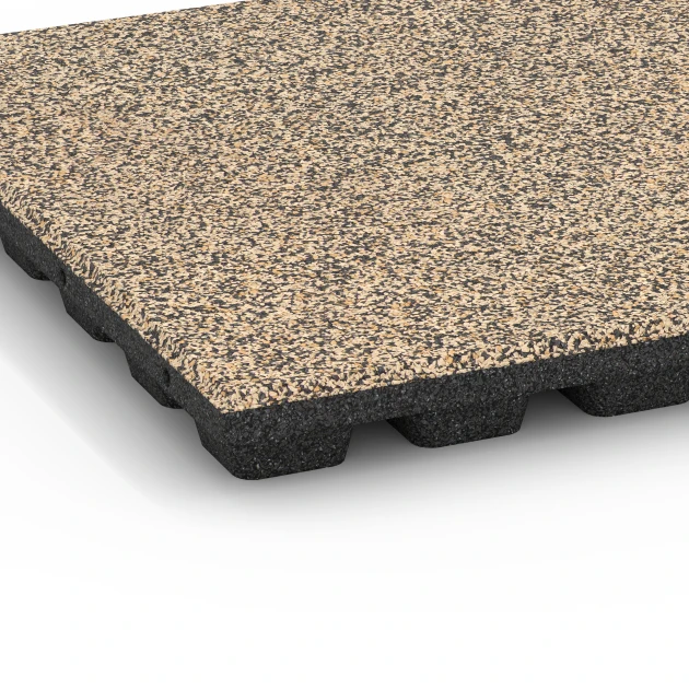 Detailaufnahme der Randausprägung von WARCO-Produkt 6437, Loseta amortiguadora – 160 cm, Format 50 x 50 x 4,8 cm, Farbe Travertino.