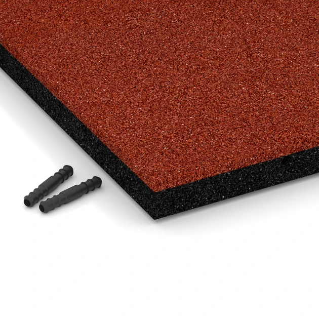 Detailaufnahme der Randausprägung von WARCO-Produkt 6254, Baldosa amortiguadora – 140 cm, Format 50 x 50 x 4 cm, Farbe Rojo ladrillo.