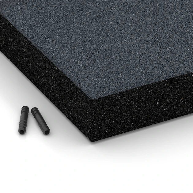 Detailaufnahme der Randausprägung von WARCO-Produkt 6233, Baldosas amortiguadoras, Format 50 x 50 x 8 cm, Farbe Gris pizarra.