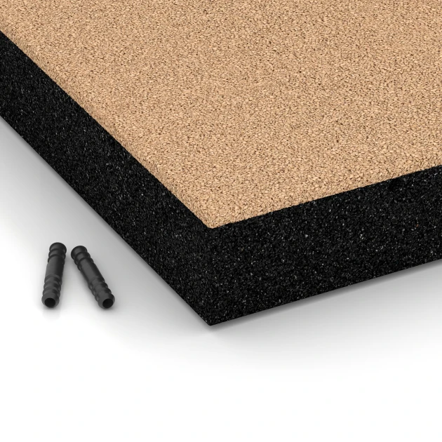 Detailaufnahme der Randausprägung von WARCO-Produkt 6276, Baldosa amortiguadora – 230 cm, Format 50 x 50 x 8 cm, Farbe Beige arena.