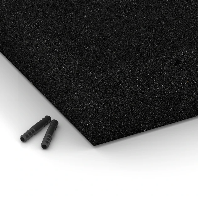 Detailaufnahme der Randausprägung von WARCO-Produkt 6277, Baldosa amortiguadora – 300 cm, Format 50 x 50 x 11 cm, Farbe Antracita.