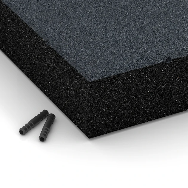 Detailaufnahme der Randausprägung von WARCO-Produkt 6281, Baldosa amortiguadora – 300 cm, Format 50 x 50 x 11 cm, Farbe Gris pizarra.