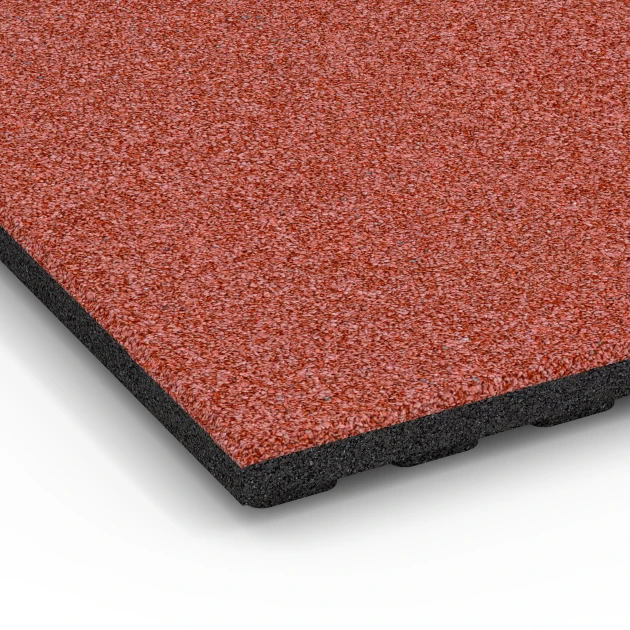 Detailaufnahme der Randausprägung von WARCO-Produkt 6388, Loseta de caucho para cuadras Lujo, Format 100 x 100 x 4,5 cm | 1,00 m², Farbe Rojo ladrillo.