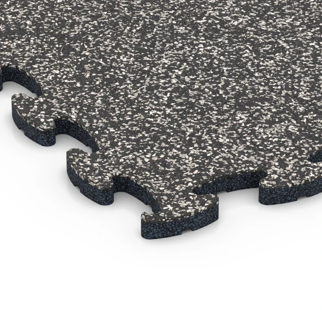 Detailaufnahme der Randausprägung von WARCO-Produkt 6796, Pavimento agility canino, Format 44,6 x 44,6 x 1,8 cm, Farbe Granito gris oscuro.