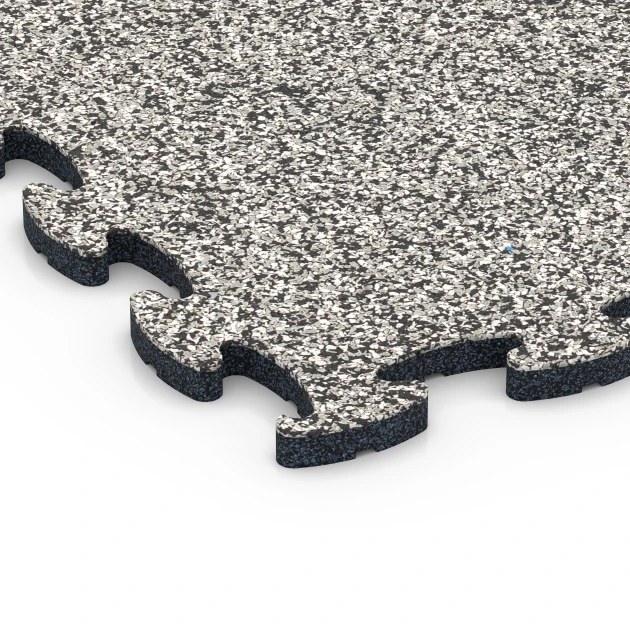 Detailaufnahme der Randausprägung von WARCO-Produkt 6788, Baldosa de balcón, Format 44,6 x 44,6 x 1,8 cm, Farbe Granito gris.