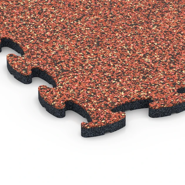 Detailaufnahme der Randausprägung von WARCO-Produkt 6827, Fitness Active suelo, Format 44,6 x 44,6 x 1,8 cm, Farbe Etna.