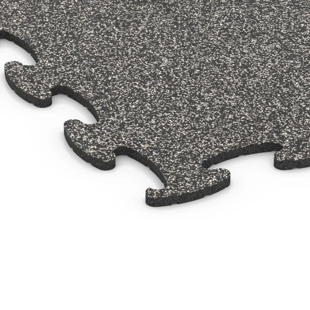 Detailaufnahme der Randausprägung von WARCO-Produkt 6904, Pavimento agility canino indoor, Format 98 x 98 × 1,8 cm, Farbe Granito gris oscuro.
