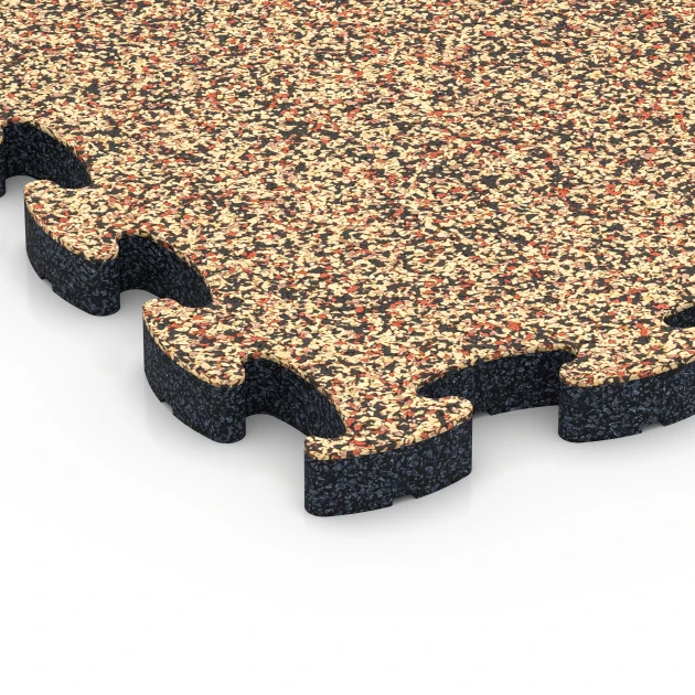 Detailaufnahme der Randausprägung von WARCO-Produkt 6934, Loseta amortiguadora puzzle, Format 44,6 x 44,6 × 2,8 cm, Farbe Terracota.