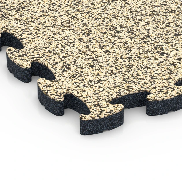 Detailaufnahme der Randausprägung von WARCO-Produkt 6847, Fitness Active suelo, Format 44,6 x 44,6 × 2,8 cm, Farbe Travertino.
