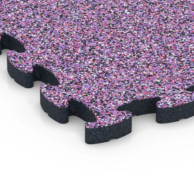 Detailaufnahme der Randausprägung von WARCO-Produkt 6882, Suelo Fitness Max, Format 44,6 x 44,6 × 2,8 cm, Farbe Lavanda.
