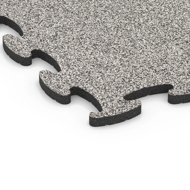 Detailaufnahme der Randausprägung von WARCO-Produkt 6887, Suelo Fitness Max, Format 97,1 x 97,1 x 2,8 cm, Farbe Granito gris.