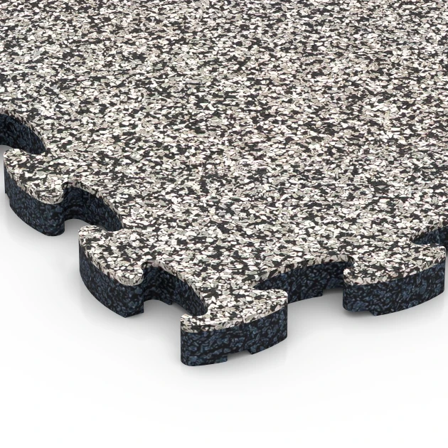 Detailaufnahme der Randausprägung von WARCO-Produkt 6815, Loseta efecto piedra encajable, Format 28,9 x 28,9 x 1,8 cm, Farbe Granito gris.