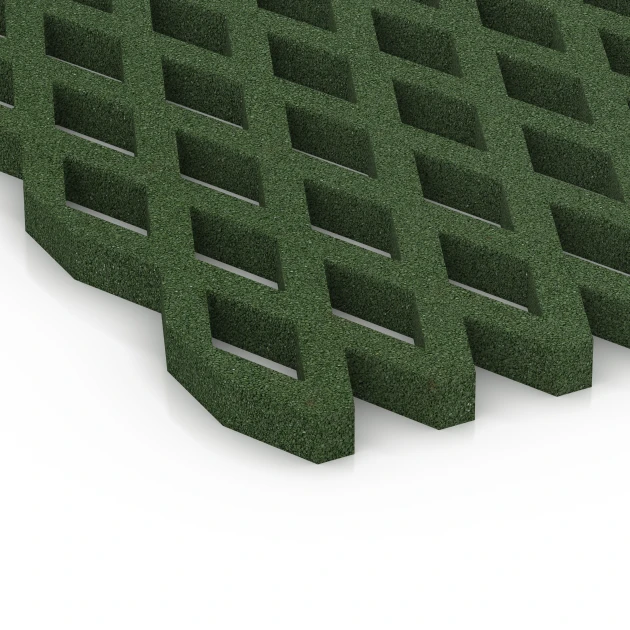 Detailaufnahme der Randausprägung von WARCO-Produkt 7011, Rejilla amortiguadora césped, Format 100 x 100 x 4 cm, Farbe Verde hierba.