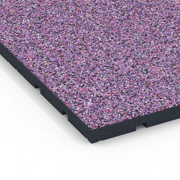 Detailaufnahme der Randausprägung von WARCO-Produkt 7137, Suelo de gimnasio para exterior, Format 60 x 60 x 3 cm | 0,36 m², Farbe Lavanda.