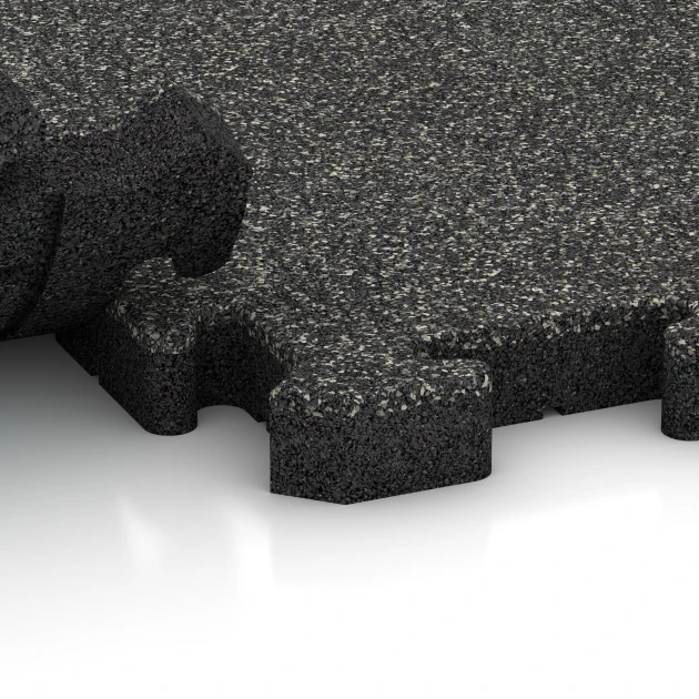 Großaufnahme vom Verbindungssystem von WARCO-Boden 4001 - Loseta polivalente para perros im Farbdesign Granito gris oscuro. Abmessungen 50 x 50 x 4 cm | 0,25 m².