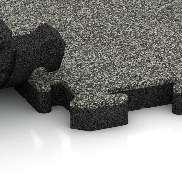 Großaufnahme vom Verbindungssystem von WARCO-Boden 5900 - Baldosa para eventos exteriores im Farbdesign Granito gris. Abmessungen 50 x 50 x 4 cm | 0,25 m².