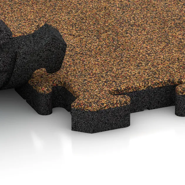 Großaufnahme vom Verbindungssystem von WARCO-Boden 2922 - Baldosa borde piscina im Farbdesign Terracota. Abmessungen 500 x 500 x 40 mm.