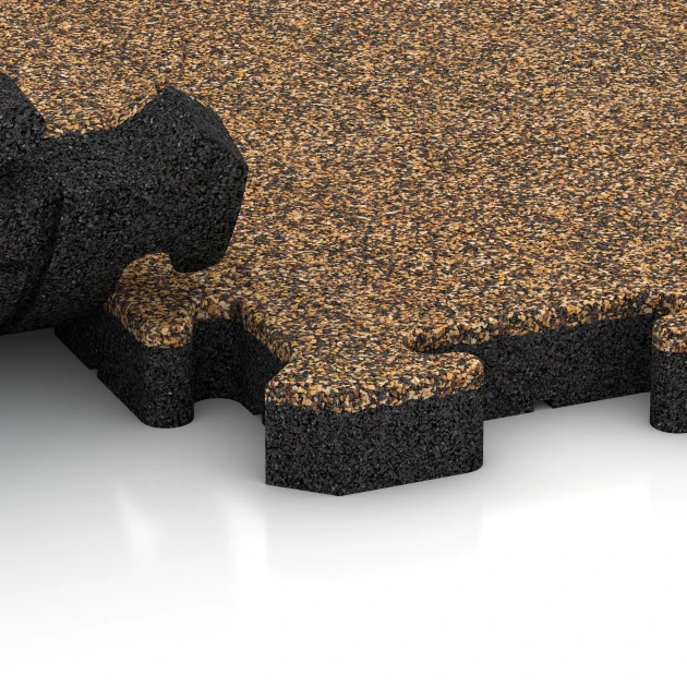 Großaufnahme vom Verbindungssystem von WARCO-Boden 2931 - Baldosa borde piscina im Farbdesign Rattan. Abmessungen 50 x 50 x 4 cm | 0,25 m².