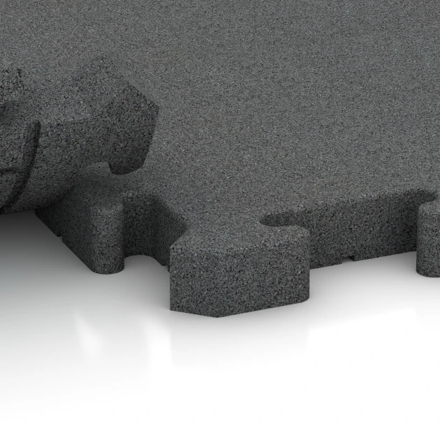 Großaufnahme vom Verbindungssystem von WARCO-Boden 2963 - Loseta anticaída tipo puzzle im Farbdesign Gris pizarra. Abmessungen 50 x 50 x 4 cm | 0,25 m².