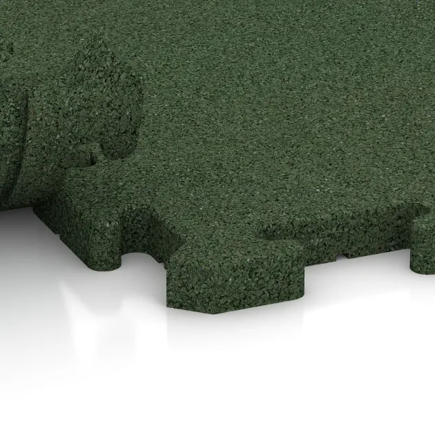 Großaufnahme vom Verbindungssystem von WARCO-Boden 2817 - Baldosa base piscina im Farbdesign Verde hierba. Abmessungen 500 x 500 x 30 mm.