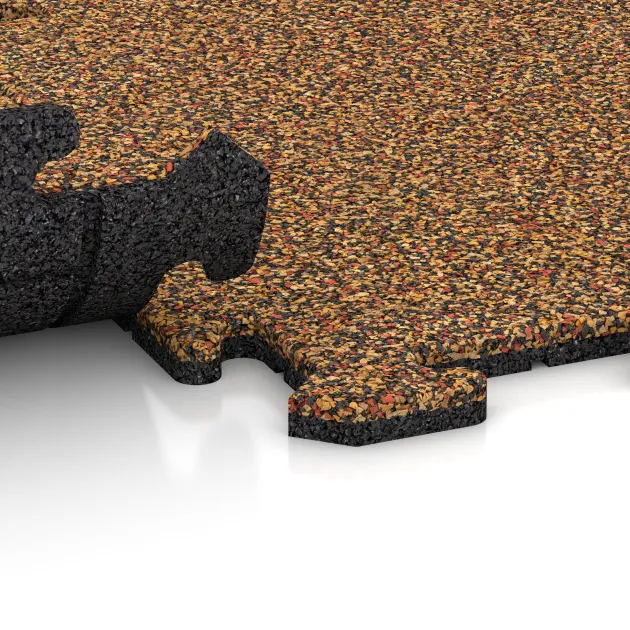 Großaufnahme vom Verbindungssystem von WARCO-Boden 0128 - Baldosa borde piscina im Farbdesign Terracota. Abmessungen 500 x 500 x 18 mm.