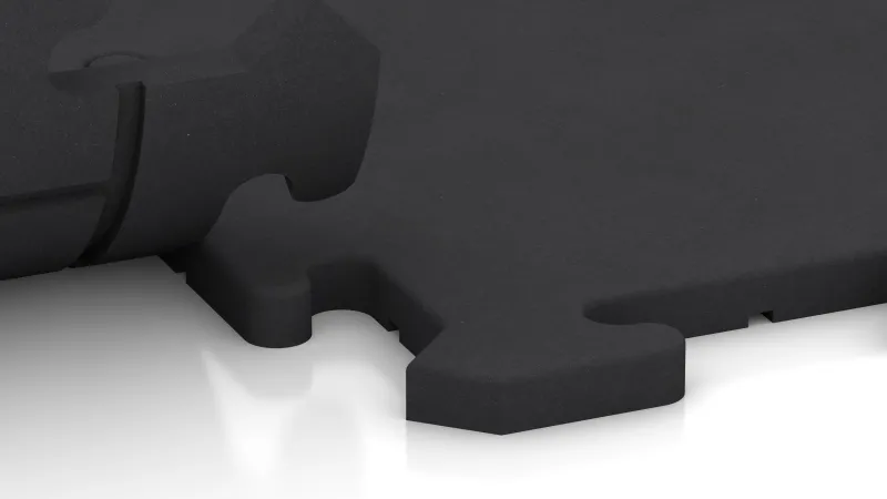 Unión tipo puzzle con biselado suavemente redondeado