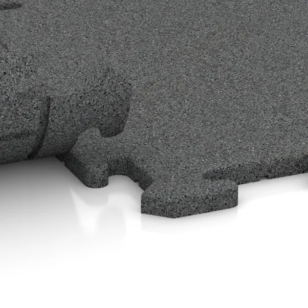 Großaufnahme vom Verbindungssystem von WARCO-Boden 0167 - Baldosa exterior im Farbdesign Gris pizarra. Abmessungen 500 x 500 x 18 mm.