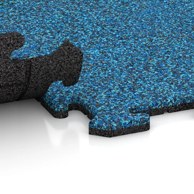 Großaufnahme vom Verbindungssystem von WARCO-Boden 0324 - Esterilla de fitness 18 mm im Farbdesign Atlantico. Abmessungen 100 x 100 x 1,8 cm | 1,00 m².