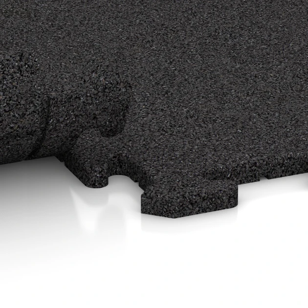 Großaufnahme vom Verbindungssystem von WARCO-Boden 0370 - Esterilla de fitness 18 mm im Farbdesign Antracita. Abmessungen 100 x 100 x 1,8 cm | 1,00 m².