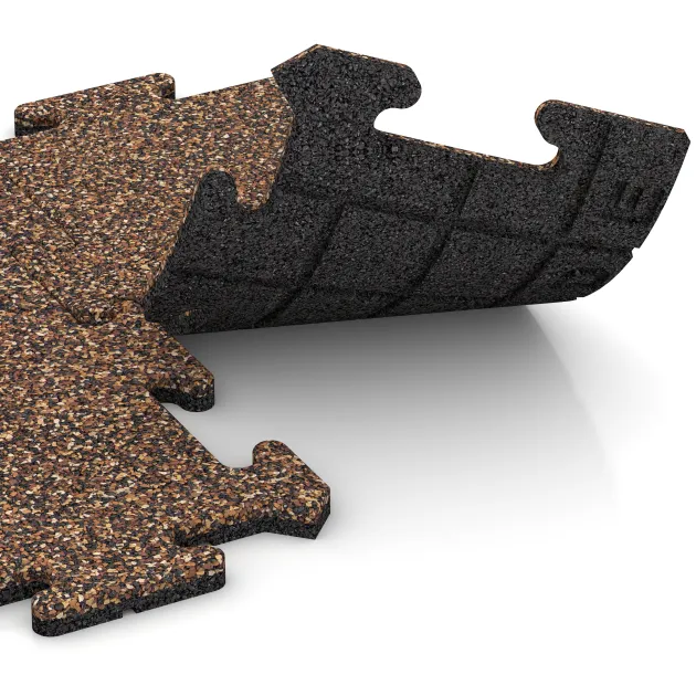 Großaufnahme vom Verbindungssystem von WARCO-Boden 4728 - Loseta de borde HD im Farbdesign Café con leche. Abmessungen 500 x 235 x 18 mm.