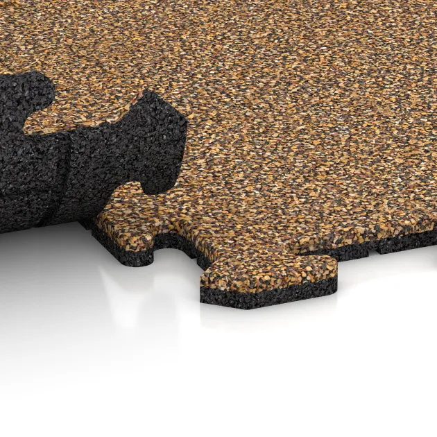 Großaufnahme vom Verbindungssystem von WARCO-Boden 4790 - Loseta de esquina HD im Farbdesign Marruecos. Abmessungen 485 x 485 x 18 mm.