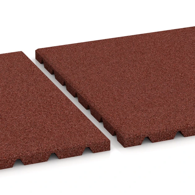 Großaufnahme vom Verbindungssystem von WARCO-Boden 0533 - Pavimento exterior im Farbdesign Rojo ladrillo. Abmessungen 50 × 50 × 2,5 cm.