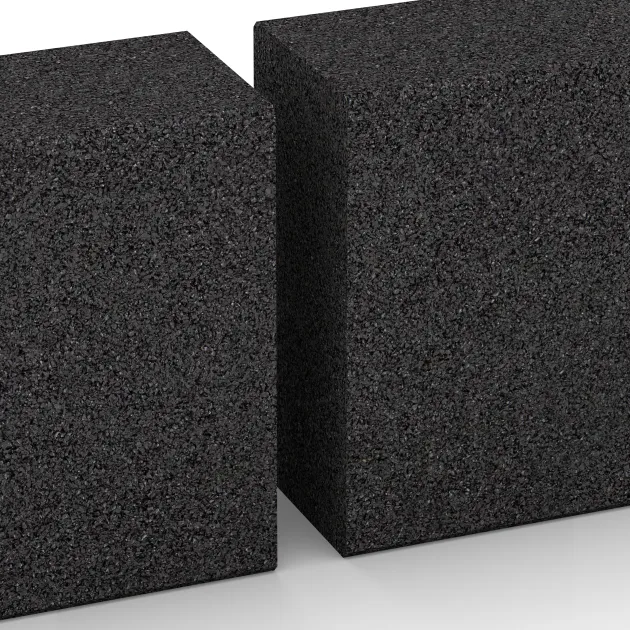 Großaufnahme vom Verbindungssystem von WARCO-Boden 2602 - Bloque de escalón de caucho granulado im Farbdesign Antracita. Abmessungen 1000 x 300 x 150 mm.