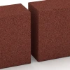 Großaufnahme vom Verbindungssystem von WARCO-Boden 7029 - Bloque de escalón de caucho granulado im Farbdesign Rojo ladrillo. Abmessungen 100 x 30 x 15 cm.